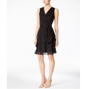 Tahari ASL NWT Polka Dot Tiered Ruffled Dress 10P